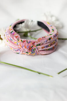 Pink Sprinkle Beaded Twist Knot Headband, 5 of 7