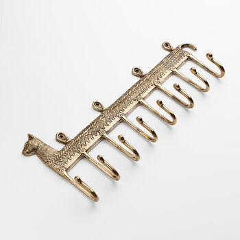 Elegant Cat Themed Brass Key Hooks And Jewellery Hanger, 4 of 8