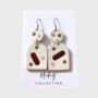 White Leather Confetti Earrings Stainless Steel Hooks, thumbnail 6 of 6