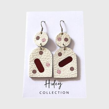 White Leather Confetti Earrings Stainless Steel Hooks, 6 of 6