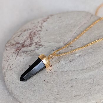 The En Pointe Black Tourmaline Necklace, Gold, 3 of 7
