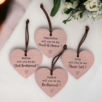 Personalised Bridesmaid Proposal Wooden Heart Sign, 10 of 10
