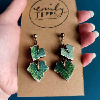 Ivy Leaf Earrings, 3 of 4