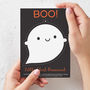 Kawaii Halloween Ghost Ornament Postcard, thumbnail 3 of 5