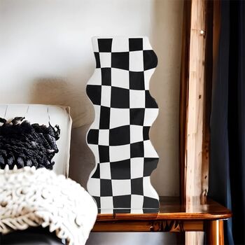Checkerboard Wavy Ceramic Vase, 3 of 3