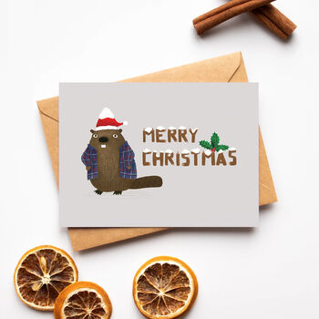 'Merry Christmas' Beaver Christmas Cards, 5 of 9