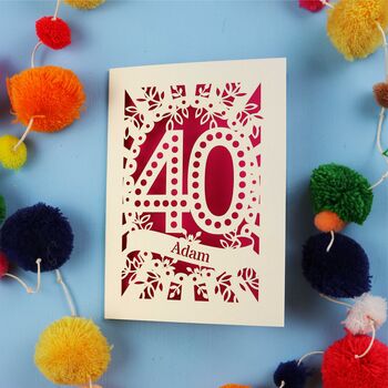 Personalised 40th Birthday Card Papercut Spotty Design, 5 of 8