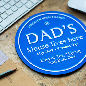 Personalised Blue Plaque Mouse Mat For Dad, 4 of 5