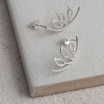Sterling Silver Leaf Silhouette Studs, 2 of 4