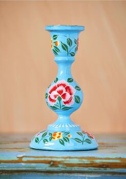 Large Hand Painted Kashmiri Candlestick, 4 of 5