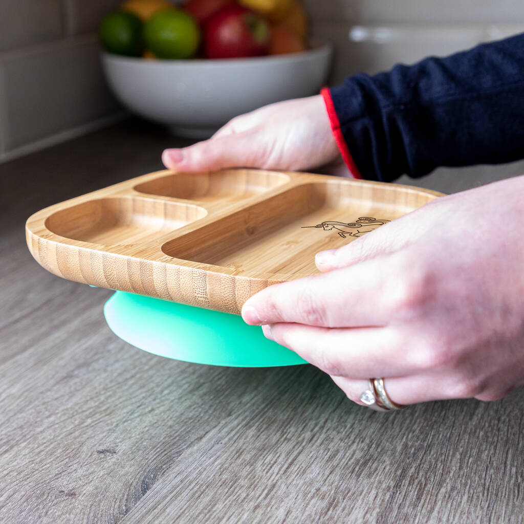 Personalised Unicorn Bamboo Suction Plate For Kids By Mirrorin