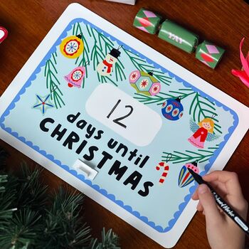 Days Until Christmas Count Down Drywipe Board Sign, 2 of 9