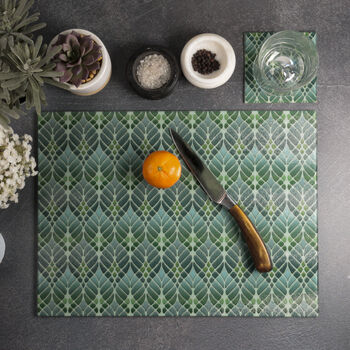 Muted Greens Interwoven Trees Heatproof Kitchen Trivet, 4 of 12