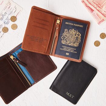 Luxury Leather Passport Holder Travel Wallet With Your Personalised Engraved Message, 8 of 9