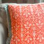 Handmade Quilted Block Print Ruffle Cushion, thumbnail 1 of 4