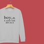 'Boy: Noise With Dirt' Definition Sweatshirt For Boys, thumbnail 5 of 11