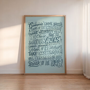 Gimme Gimmie Gimmie, Abba Lyrics Print, Disco Print, 6 of 9