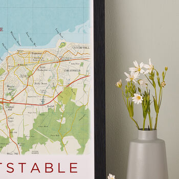 Framed And Personalised Whitstable Kent Map Print, 2 of 7