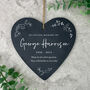 Personalised Wreath Memorial Slate Hanging Heart Decoration 15 X 16cm, thumbnail 5 of 6