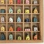 56 Handcrafted Ceramic Houses In Printer's Tray Display, thumbnail 6 of 12