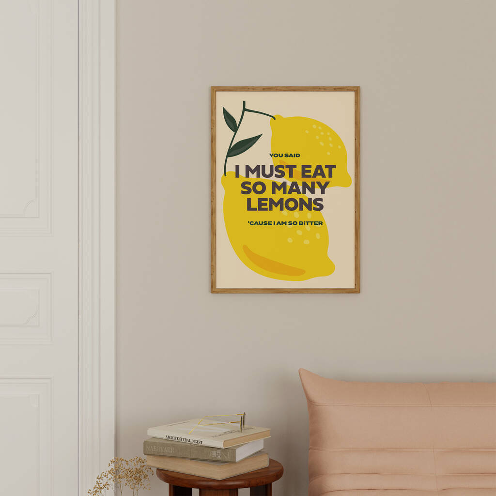 So Many Lemons Kate Nash Lyrics Print, Music Print By Lyrical Lettering