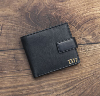 Men's Personalised Luxury Black Leather Wallet Trifold Rfid, 2 of 9
