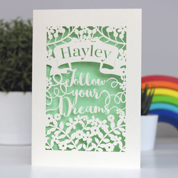 Personalised Papercut Follow Your Dreams Card, 11 of 12