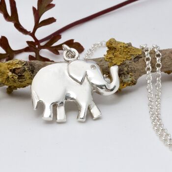 Lucky Indian Elephant Necklace, Trunk Up, 2 of 7