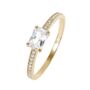 Yellow Gold Emerald Cut Cz Solitaire Band Ring, thumbnail 2 of 4