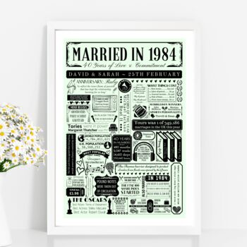 Personalised 40th Ruby Wedding Anniversary Poster, 4 of 9