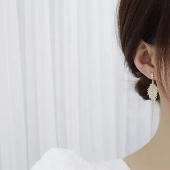 Cannes D’or Gold Crystal Flower Petals Gift Drop Earrings, 2 of 2