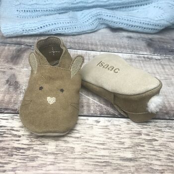 Suede Easter Bunny Baby Shoes With Sheepskin Tail, 4 of 10
