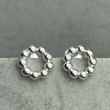 Sterling Silver Circle Studs Earrings, 3 of 12