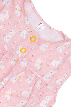 Girls Pink Bunny Cotton Short Pyjama Set, 2 of 4