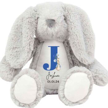 Personalised Bunny Rabbit Baby Boy Teddy, 3 of 3