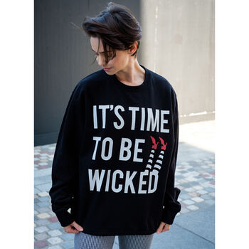 Time To Be Wicked Women’s Halloween Slogan Sweatshirt, 3 of 5