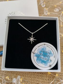 Handmade Sterling Silver North Star Birthstone Christmas Necklace: September Birthstone, 2 of 12