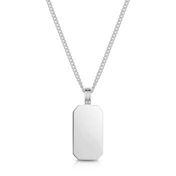 Octagonal Tag Men's Necklace 925 Sterling Silver, 5 of 6