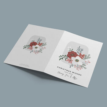 Personalised Floral Wreath Christmas Card Pack, 3 of 4