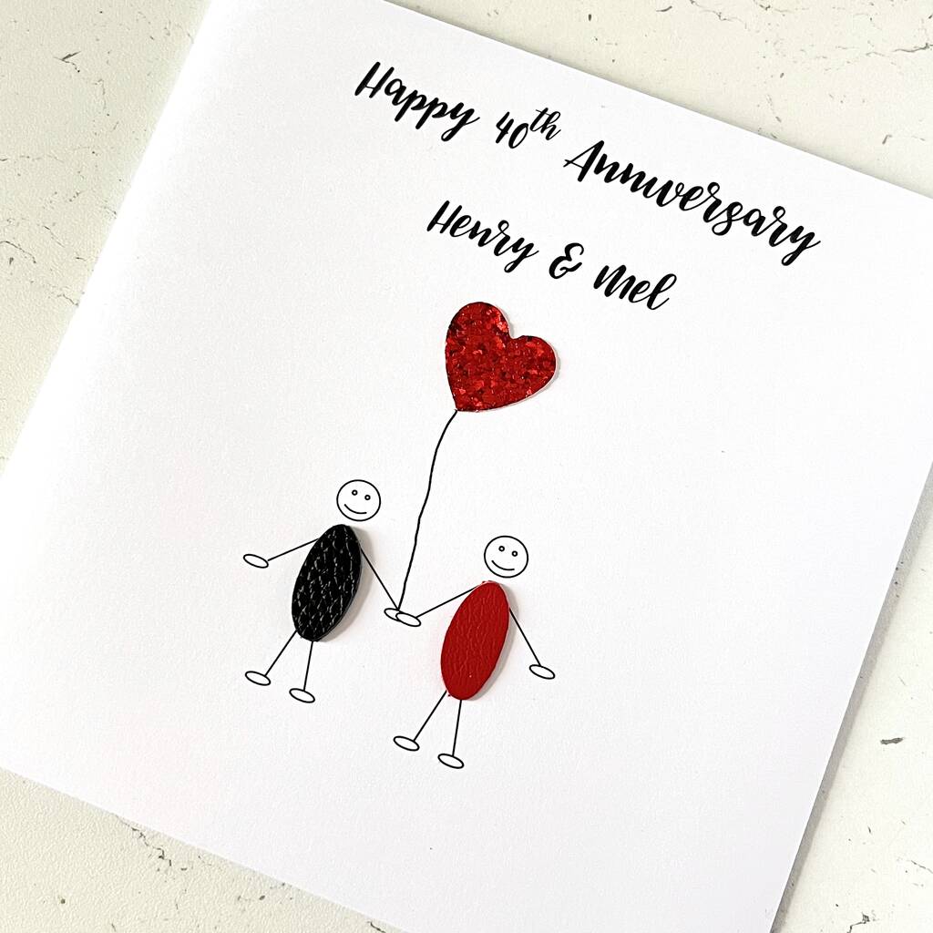 Personalised 40th Wedding Anniversary Card Ruby By The Dogs Collars UK |  