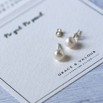 Pearl And Sterling Silver Stud Earrings, 4 of 9