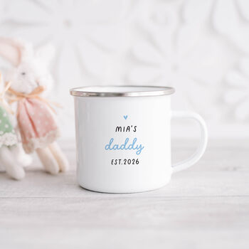 Personalised Daddy Est Enamel Mug Gift From Baby, 5 of 5