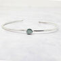 Minimalist Silver Aquamarine March Birthstone Bangle, thumbnail 1 of 4