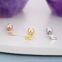 Extra Tiny Lightning Bolt Barbell Earrings In Sterling Silver, thumbnail 1 of 12