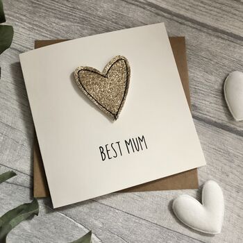 Best Mum/Mummy/Nanny Glitter Heart Birthday Card, 3 of 4