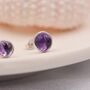 Genuine Amethyst Purple Stud Earrings Sterling Silver, thumbnail 4 of 11