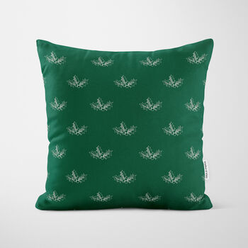 Personalised Green Holly Christmas Cushion, 5 of 7
