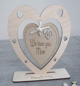 Personalised Wood Hanging Heart Card, 2 of 5