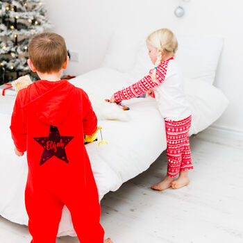 Personalised Christmas Kids Star Red Onesie, 6 of 7