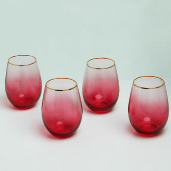 G Decor Set Of Four Monroe Ribbed Ombre Tumbler Glasses, 3 of 5